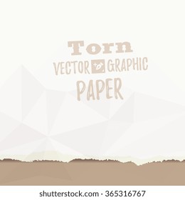 vector white color geometric background page, seamless edge of torn paper, white color header on brown backdrop, flat style illustration.