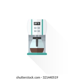 vector white color green blue elements flat design coffee machine isolated illustration white background 