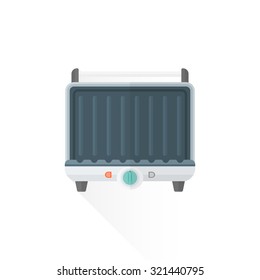 vector white color green blue metal elements flat design electric press contact grill isolated illustration white background 