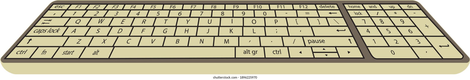 vector white color keyboard,  buttons and letters that you can easily change any color individually