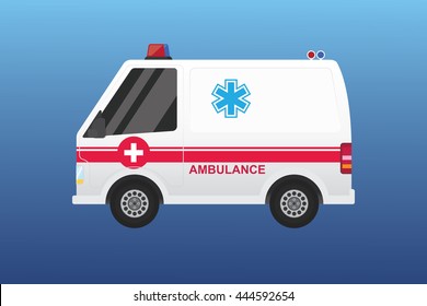 vector white color red stripes flat design ambulance emergency car first-aid cross sign illustration