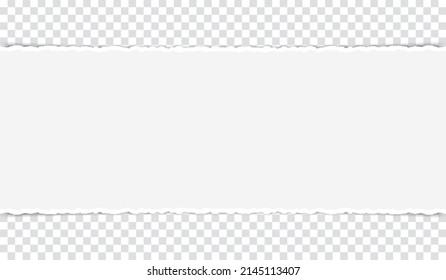 vector white colored torn paper banner with ripped edges with space for your text on transparent background