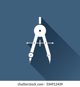 Vector white compasses icon on dark background 