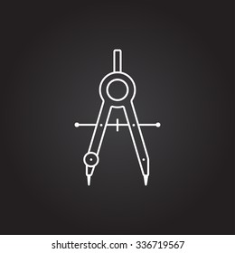 Vector white compasses icon on dark background 