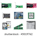 Vector white computer icon set. Part 4. Computer parts