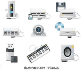 Vector white computer icon set. Part 3. USB devices