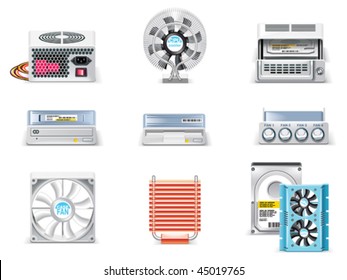 Vector white computer icon set. Part 5. Computer parts