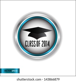 Vector white computer key with graduation cap