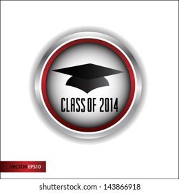 Vector white computer key with graduation cap
