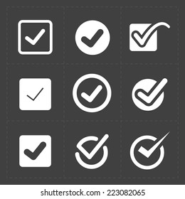 Conjunto de iconos de confirmación blancos del vector