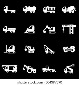Vector white construction transport icon set.