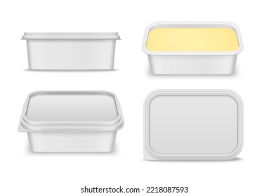 Vector white container for butter, margarine or cheese