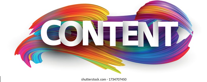 Señal de contenido blanco vectorial sobre el fondo de trazos de pincel. Elemento de diseño para banners, web. Encabezado de letras mayúsculas.