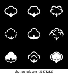 Vector white cotton icon set.