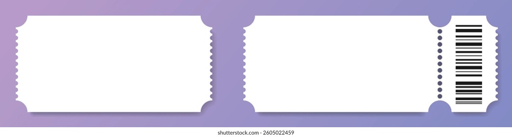 Vector white coupon or ticket mockup set