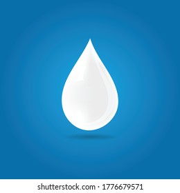 Vector white cream drop. Milk, dairy product drop. 3d.