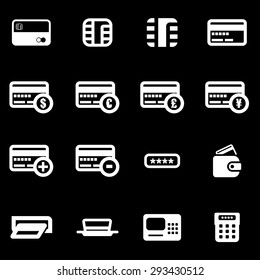 Vector white credit card icon set.