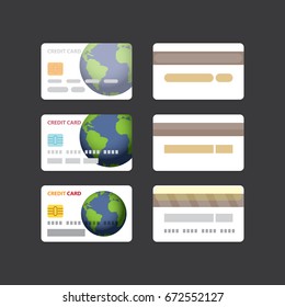 vector white credit card icon set isolated on black background. worldwide online payment icons