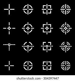 Vector white crosshair icon set. 