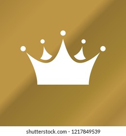Vector white crown logo icon on gold colored background
