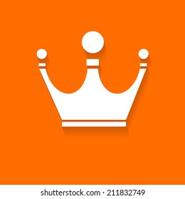 Vector white crown on orange background