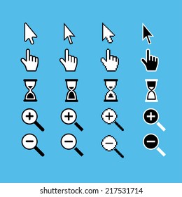 Vector white cursors on blue background