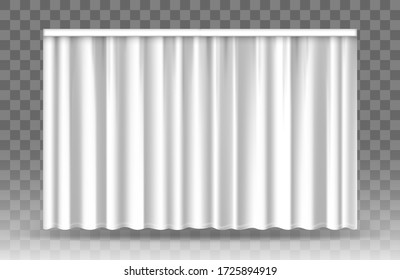 Vector white curtains isolated on transparent background.