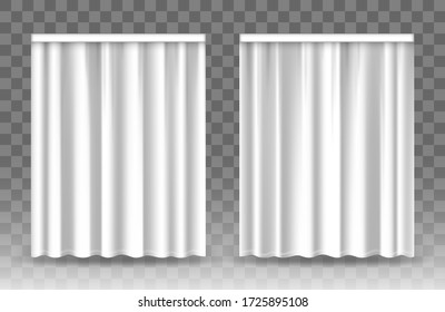 Vector white curtains isolated on transparent background.