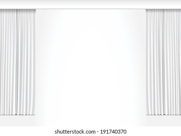 Vector White Curtains Isolated on White Background