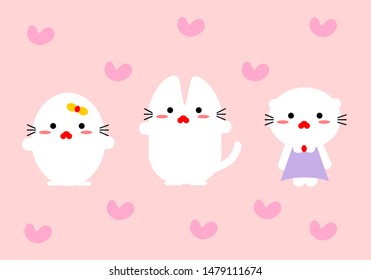 Vector of white cute cats cartoon. 