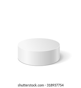 Vector white cylinder isolated on white background. Podium or platform  for advertise various objects. 