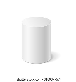 Vector white cylinder isolated on white background. Podium or platform  for advertise various objects. 