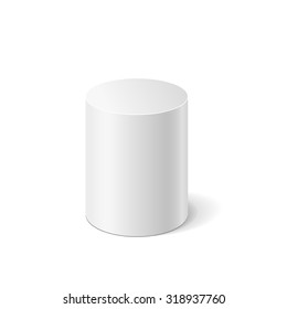 Vector white cylinder isolated on white background. Podium or platform  for advertise various objects. 
