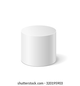 Vector white cylinder isolated on white background. Podium or platform  for advertise various objects. 