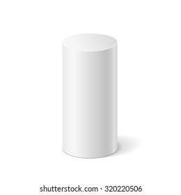 Vector white cylinder isolated on white background. Podium or platform  for advertise various objects.