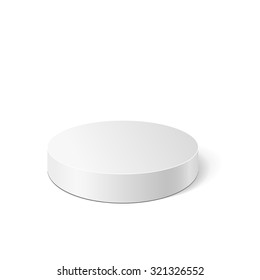 Vector white cylinder isolated on white background. Podium or platform  for advertise various objects. Vector illustration for your design. 