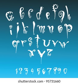 vector white decorative alphabet and numbers / vector alphabet