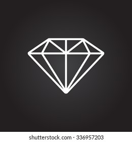 Vector white diamond icon on dark background 