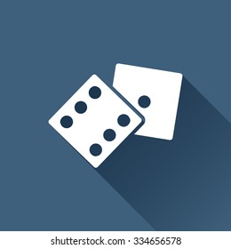 Vector white dice icon on dark background 
