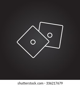 Vector white dice icon on dark background 
