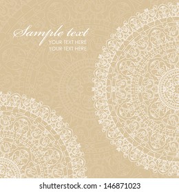 Vector white doilies on beige background 