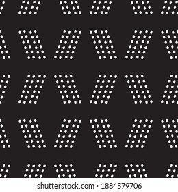 Vector white dots chevrons black seamless pattern