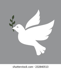 Vector White Dove Icon On White Background