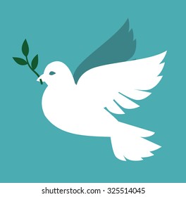 vector white Dove icon on gray background