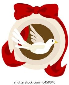 Vector White Dove Ornament  is a classic design adorned in an ornament style frame.