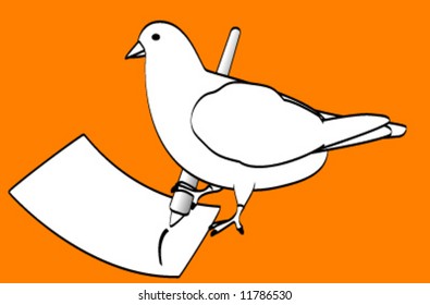 Vector White Dove Writing Letter (space for your own message in the letter paper)