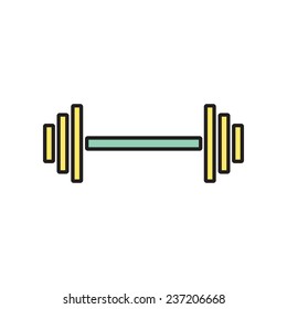 Vector white dumbbell flat icon outline. Eps10