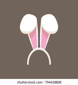 Vector white easter bunny funky mask with rabbit ears isolated on dark background