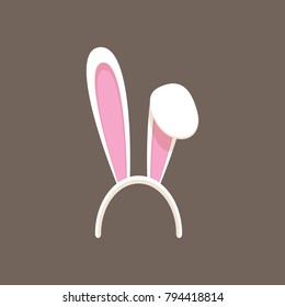 Vector white easter bunny funky mask with rabbit ears isolated on dark background