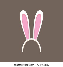 Vector white easter bunny funky mask with rabbit ears isolated on dark background